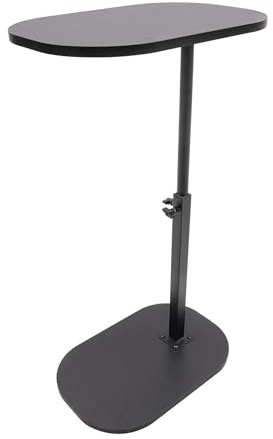 WDZCZDoo C-förmiger Beistelltisch Höhenverstellbar 360° Drehbar - Moderner Sofatisch/Nachttisch aus Karbonstahl & Hartfaserplatte - Platzsparend für Wohnzimmer & Schlafzimmer (Schwarz)