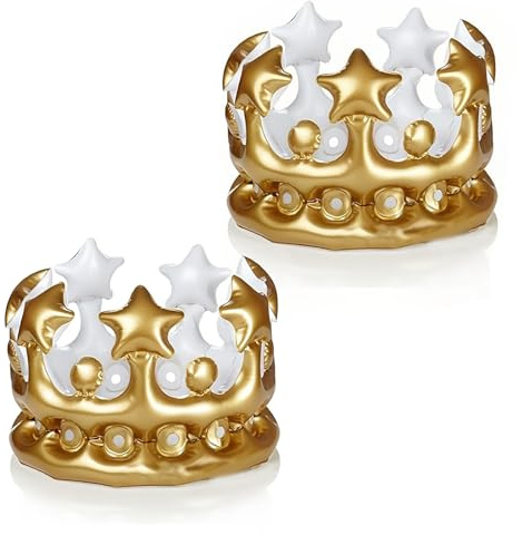 BOGCLEE 2 Piezas Corona Inflable, Corona de Cumpleaños Inflable, Accesorios de Disfraces para Adultos Decoración