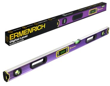 Ermenrich Verk LL100 Niveau à Bulle Numérique 1m 0–360° Niveau Électronique | Inclinomètre Professionnel, 4x90°, Fil à Plomb, Base Magnétique, Écran LCD, IP54, pour Construction, Menuiserie & Rénovation