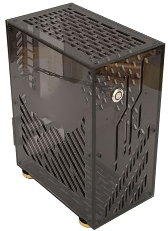 Bonbela Caja Mini ITX Caja para PC Micro ITX Caja para Computadora ITX Panel Acrílico Transparente de 4,3 L Enfriamiento de 360 ​​Grados para SSD Flex 1U Power de 2,5 Pulgadas con (Negra)