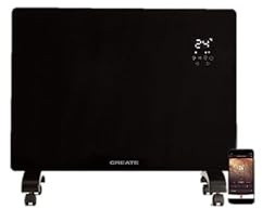 CREATE/WARM CRYSTAL 2000W / Convecteur électrique en verre avec WiFi et roues Noir/Application, écran LED tactile, 2 puissances, installation murale ou au sol, basse consommation