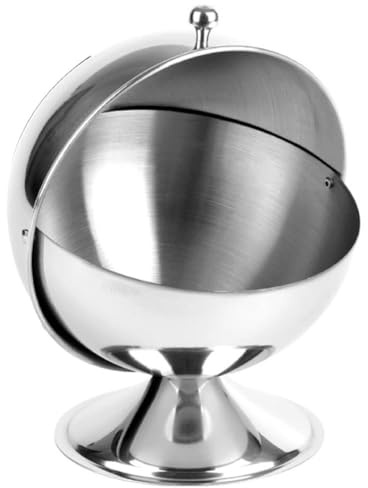 Opatiny Zuccheriera in acciaio inox con coperchio arrotolabile, barattolo per caramelle da 473,6 g, per cubetti di zucchero, noci, mente, argento