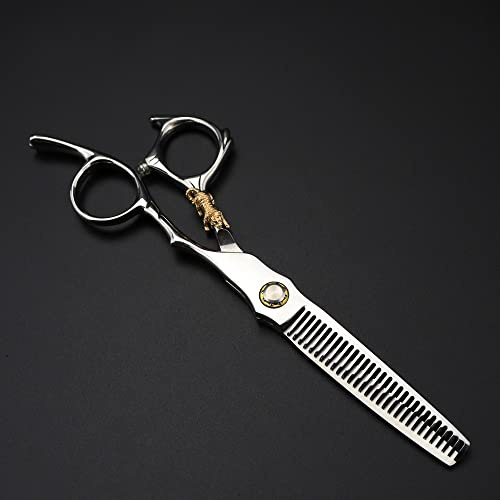 Professional Hair Cutting Shears, 440c Tiger handle scissor 6inch Bearing screw hair cutting scissors thinning barber haircut shears hairdressing (Thinning)(Thinning)