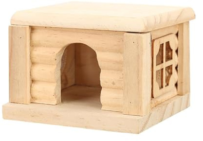 vreplrse Einzigartiges Hamsterhaus aus Holz mit Fenster für Mäuse, Rennmäuse und Zwerghamster – ideal zum Spielen, Knabbern und Ausruhen. Auch als Spielzeug für Rennmäuse und Kaninchen geeignet.