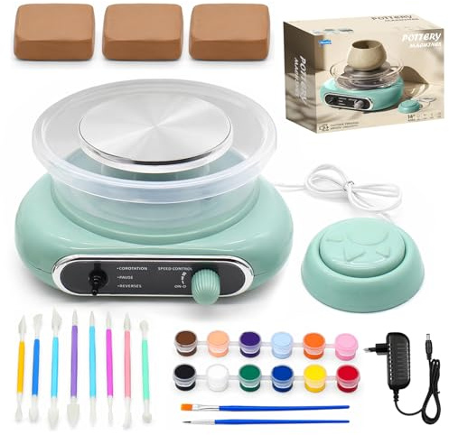 Mini-Töpferscheibe Set 4,7, elektrische Drehscheibe mit Werkzeugen und Ton | Komplettes töpferset mit ton set, töpferscheibe elektrisch ideal für Anfänger zum DIY Keramik basteln