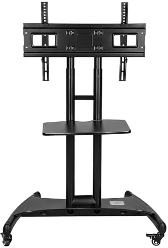Portable Mobile TV Stand with Wheels for 32 To 75 Inch LED/LCD/OLED TVs Hight Adjustable Universal Flat Curved Screens Mount with Shelf Max Load 45kg