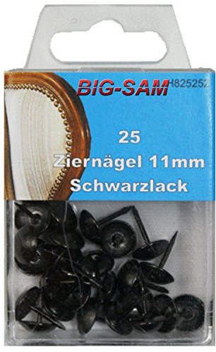 BIG-SAM - Ziernägel - Vintage Polsternägel - 15, 25 oder 100 Stück - (25 Stück, Schwarzlack)