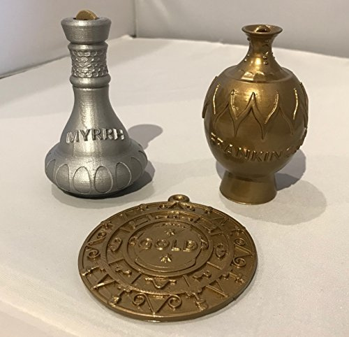 WISE MEN SET : GOLD, FRANKINCENSE and MYRRH stage props/Decoration Nativity Christmas Tree (SET OF 3)