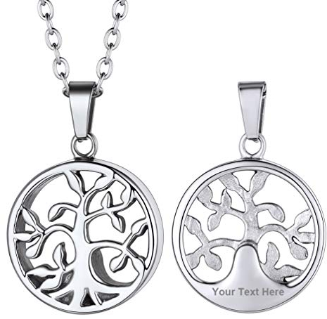 PROSTEEL Colgante para Cenizas Arbol de la Vida Acero, Collar Lleva Cenizas Relicario Cremacion Recuerdo Memorial (Color Platino)