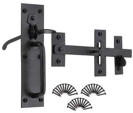 Infinity Decor Heavy Duty Black/Zinc Iron Suffolk Thumb Gate Latch Catch Set Ideal for Wooden Garden Gate, Garage & Shed Doors (Black)