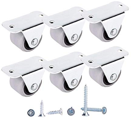 Confezione da 6 ruote piccole da 30 mm per mobili - Castori in gomma non rotanti - Ruote per elettrodomestici e attrezzature - Viti incluse