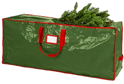 Christmas Tree Storage Bag - Stores 7.5 Foot Artificial Xmas Holiday Tree, Durable Waterproof Material, Zippered Bag, Carry Handles, Protects Against Dust, Insects and Moisture (Green)
