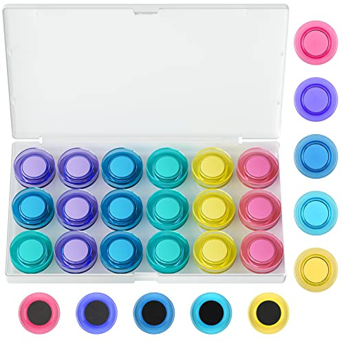 MaxGear Whiteboard Magnets, 36 Pack Round Strong Refrigerator Magnets with Storage Box, 3 cm Colored Strong Magnets, School Supplies for Classroom, Teachers, Office, Fridge and Home (5 Colors)