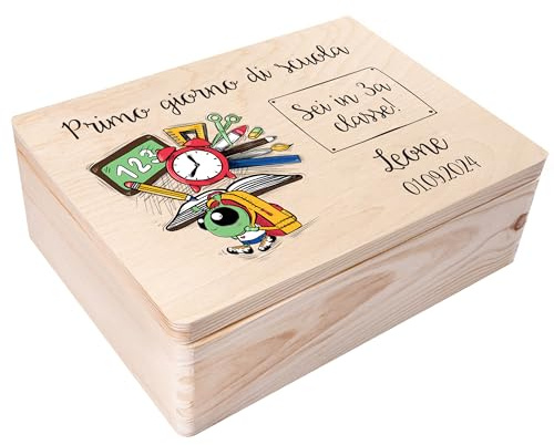 Creative Deco Personalisiert Einschulung Geschenk | Junge/Mädchen Schulanfang Geschenke | Einschulungsgeschenke Erster Schultag | Schultüte Holzkiste Erinnerungsbox | für 1. und 5. Klasse | Deko