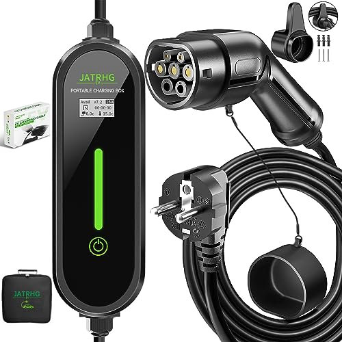 JATRHG EV Chargeur 15M 3.6KW-1.5KW 16A|13A|10A|8A Type 2 Station de Charge Voiture Electrique Portable Courant Commutable Voiture Electrique Chargeur Rapide monophase
