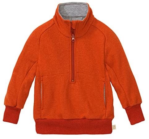 Disana Troyer, Leichter Sweater mit Reißverschluss | 100% Bio-Merinowolle GOTS, IVN Best | Baby Kleinkind Kind Unisex | Made in Germany | Orange Gr. 86-92