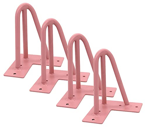 pingping1991 4 Stück Haarnadel Tischbeine,3-Stange Haarnadelbeine aus Metall Möbelfüße Hairpin Tischbeine Möbelbeine Tischzubehör DIY,für Esstisch Couchtisch Schrank Stuhle (75cm(29.5in),Rosa)