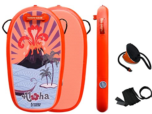 Tuxedo Sailor Inflatable Bodyboard - Beach Kids Surf Board - Ultra Lightweight PVC Core Body Board for Beach and Pool,with Wrap Wrist Straps, Foldable, Perfect Surf for Teens and Adults
