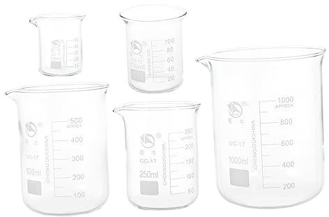 Mobestech Vasos Medidores De 5 Uds Con Escala Vaso De Vidrio Transparente Vasos Mezcladores De Resina Epoxi Vasos Medidores De Vidrio Para Líquidos Epoxi Transparente Vaso Medidor Ml Escala