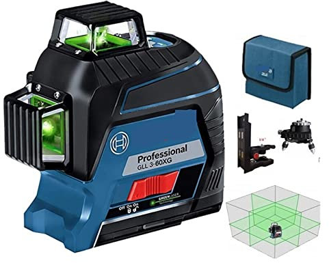Samnuerly Land Area Meter 360 Laser Level GLL3-60XG Green Light Vertical And Horizontal Measuring Tool Projection Line For Home Decoration Outdoor Measure Distance, Area and Volume (Color : Set)