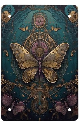 Butterfly Art Print Artwork Metal Tin Poster For Home Gate Garden Bars Home Wall Sign