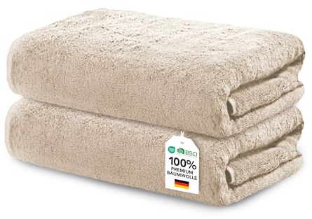Ôhm Handtuch Baumwolle 50x100 cm Beige 2er-Set