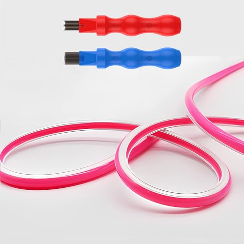 Separated Neon Flexible LED Light Strip Cover, 16.4ft 6mm Wear Free DIY Bendable Silicone Diffuser Cover with 2 Pcs Cutter and Same Color Lamp Belt, for Bar Car Outdoor Home DIY Decor(Rose Red)