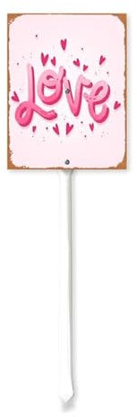Geroclonup Gartenstecker zum Valentinstag, 11,7 x 15,2 cm, rosa Herz, Hochzeit, Jahrestag, Heimdekoration, Rasen, Innen- und Außendekoration