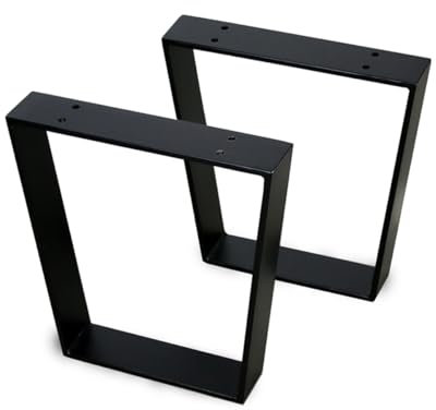 modern LOFT art Bankbeine Tischbeine - DIY Möbelfüße 60x10cm Schwarz - Moderner Industrie-Look für Ihr Wohnzimmer - Metall Industrial Tisch Bank Sitzbank Couchtisch Kufen - Breite 50cm, Höhe 42cm
