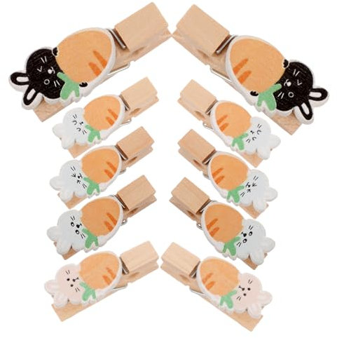 TOPBATHY 10pièces Pince à Linge Bois Thème Pâques Clips Photo Adorables Forme De Lapin Et Carotte pour Décorations De Table Et
