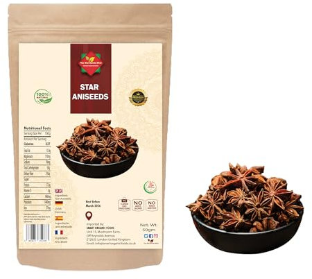 Star Anise (50G / 1.76 oz) | Aniseeds | Badiyan | Whole Seeds | Premium Quality | Natural | Vegan | Non GMO | No Additives | No Preservatives