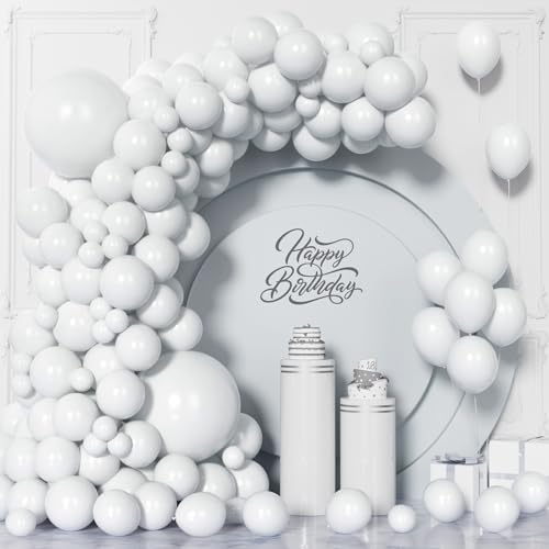 Unisun Palloncini Bianchi, 130 Pezzi Palloncini Bianchi Kit Arco Ghirlanda, 5/10/12/18 Pollici Palloncino Bianco Opaco per Uomini Donne Ragazze Matrimonio Compleanno Baby Shower Nuziali Principessa