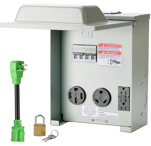 RVINGPRO ETL Listed RV Temporary Power Outlet Panel with Breaker, with 20, 30, 50 Amp RV Receptacle, RV Electrical Outlet Breaker Panel for RV, Camper, Travel Trailer