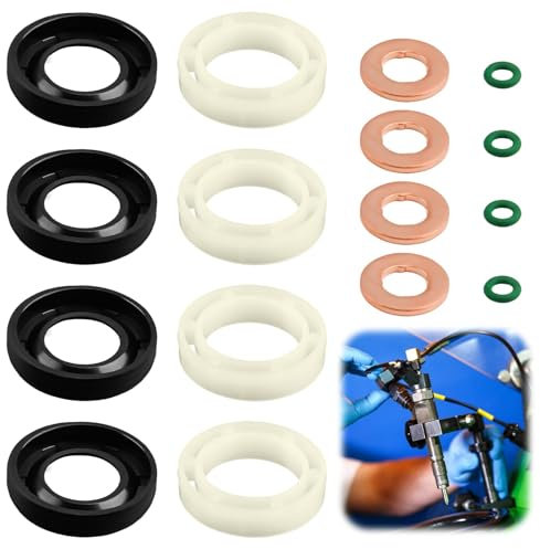 16 Pcs Kit de Joint Injecteur 1.6 HDI, Rondelle D'étanchéité D'injecteur Diesel Remplacement Compatible avec Citroen, Peugeot Accessoires Universels d'Huile D'injecteur(1314368, 1982A0) (Vert)