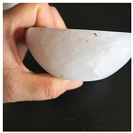 BIANMTSW Cuenco de selenita Natural de 9-10cm de Cristal curativo, Plato de Cristal de Carga de Piedra, Ritual de for decoración del hogar Inicio Colecciones