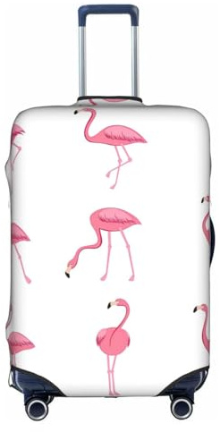 HJLUUFT Kofferschutzhülle Flamingos auf weißem Gepäck, TSA-zugelassener Kofferschutz, personalisiertes Design für einfache Identifizierung, Weiss/opulenter Garten, X-Large