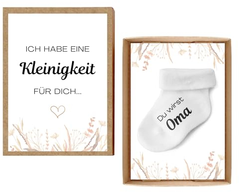TIMANDO Du wirst Oma Geschenkbox - Schwangerschaft verkünden - Babysocke mit Aufschrift - Geschenk Überraschung (Du wirst Oma)