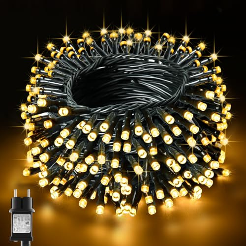 BOLWEO 20M 200LED Weihnachtsbaum Lichterkette Außen mit Timer, Warmweiß | 8 Modi Wasserdicht Weihnachtsbeleuchtung Innen und Außen für Weihnachtsbaum, Schlafzimmer, Garten und Party