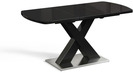 Vicco Esstisch Chinto, Schwarz, 120-160 x 80 cm | ausziehbar, mit X-Gestell und synchronem Ausziehmechanismus
