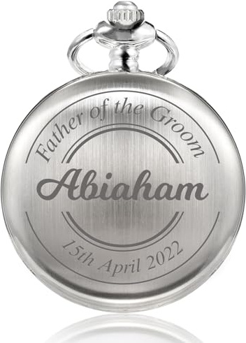 TREEWETO Personalisiert Graviert Taschenuhr mit Gravur Kette Herren Geschenk für Best Man Quarz Fobwatch Bräutigam Geschenke Für Hochzeit Trauzeuge Hochzeitsgeschenk