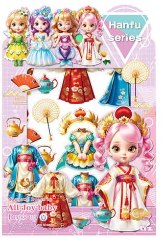 Puppen zum Anziehen, magnetisch, magnetisch, für Puppen aus Papier, Kostümkleid, kreative Mode, aus Papier, für Geburtstag