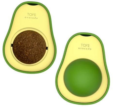 Happyyami 2stücke Rotierendes Catnip Spielzeug Für Katzen Lustiges Selbstunterhaltendes Katzenspielzeug Avocado-Form Sicher Und Essbar Für Interaktive Spielstunden