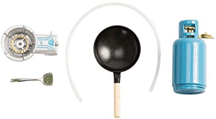 JOINPAYA Mini-réchaud à Gaz Jouet Mini-Casserole Et Pelle Ensemble Décor De Maison Miniature Réaliste Accessoires pour Scène De Vie Miniature