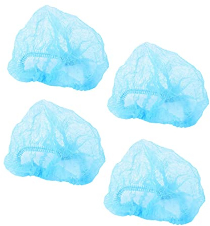Healifty 20 Stück Einweg Haarnetze aus Vliesstoff Dehnbar Staubabweisend Blau Atmungsaktive Einwegkappen für Kosmetik Labor und Hygiene