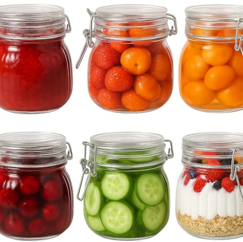 KAMACA – 6er Set Einmachglas Bügelverschluss – luftdicht, spülmaschinenfest – 500ml Vorratsgläser für Marmelade und Einkochen mehr (6x Einmachglas Bügel)