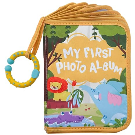 Album Foto Bebè | Libro Foto Morbido Familiare Per Neonato - Diario con Pattern Leone e Specchio Sicuro, Ricordo Scrapbook per Decorazione Casa Adatto a Culle Viaggi e Matrimoni