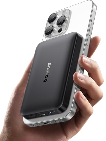 Baseus MagSafe - Batería Externa de 10.000 mAh, con Certificado Qi2 de 15 W, Carga inalámbrica ultrarrápida, PD 22,5 W, Cargador de Cable portátil para iPhone 16/15/14/13/12, Color Negro