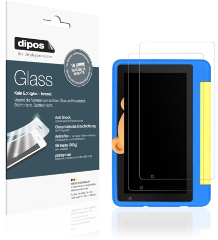 dipos 2x Displayschutzfolie 9H matt für Happybe Kids Tablet 7 Zoll | Antireflex, entspiegelnd, bricht und splittert nicht, kein Echtglas, Anti-Shock, kratzfest, blasenfrei, selbstklebend