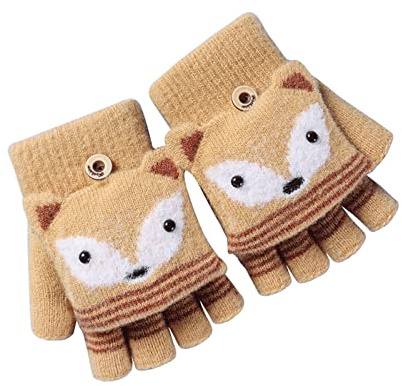 Oxxggkao Moufles d'hiver en tricot pour bébé et tout-petit - Dessin animé - Gants doux unisexes pour enfants - Mitaines d'hiver chaudes à demi-doigts pour garçons et filles - Gants sans doigts à