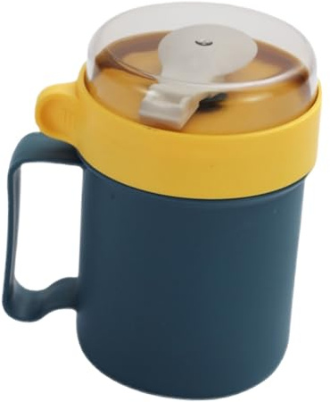 COLLBATH Taza De Cereal Portátil Tapa y Cuchara, Material Ecológico, Aislamiento Térmico, Tamaño Pequeño, Ligera, Para Desayuno, Escuela, Oficina y Viajes